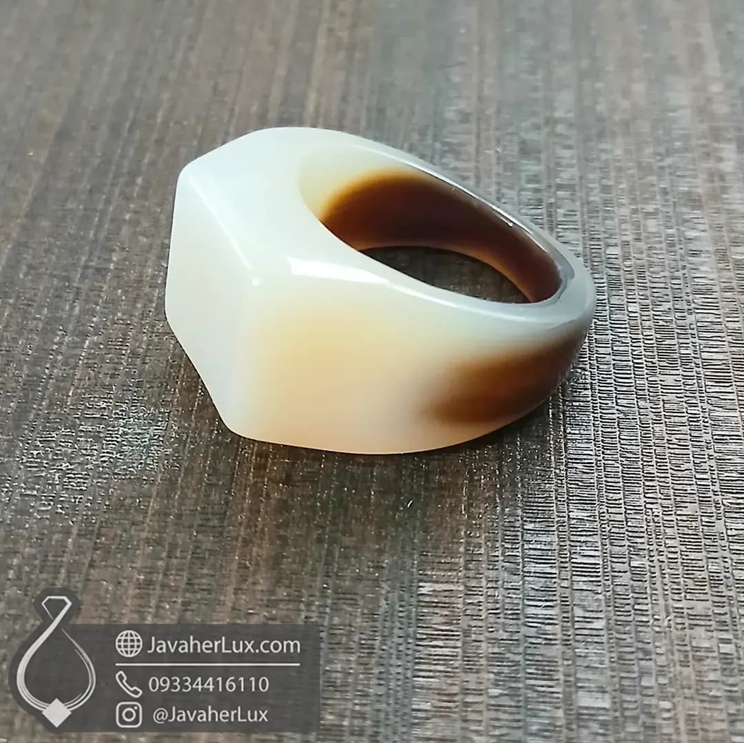انگشتر تمام سنگ عقیق سفید جواهر لوکس _ کد : 400678 — تصویر ۲