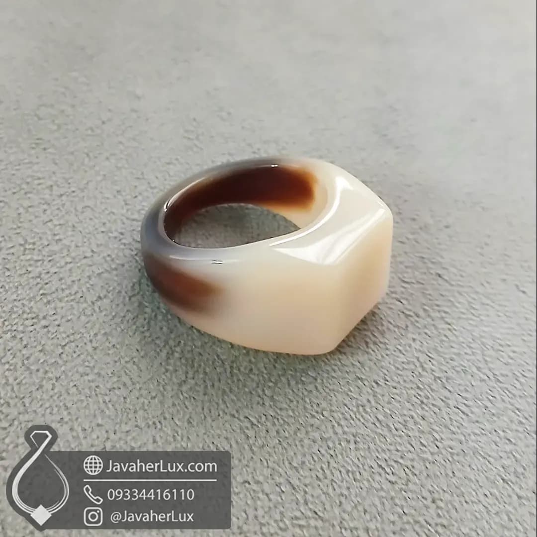 انگشتر تمام سنگ عقیق سفید جواهر لوکس _ کد : 400678