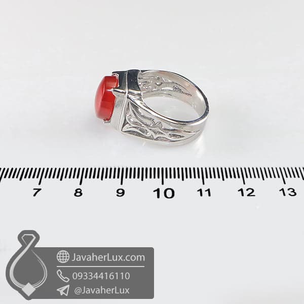 انگشتر نقره مردانه عقیق سرخ لاله _ کد : 100711 — تصویر ۳