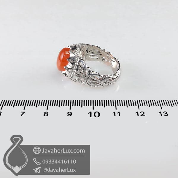 انگشتر نقره مردانه عقیق _ کد : 100710 — تصویر ۳