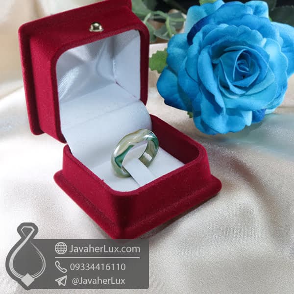 حلقه عقیق سلیمانی سبز _ کد : 400665