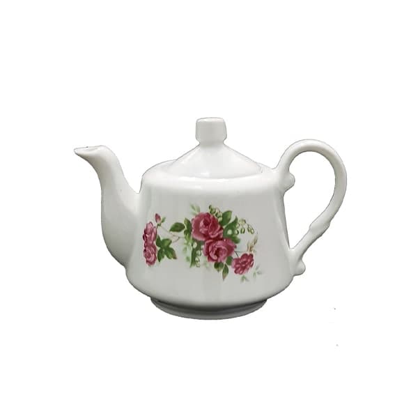 قوری چینی طرح گل سرخی