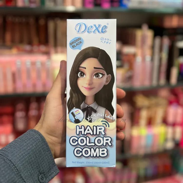 شامپو رنگ مو شانه‌ دار دکسی DeXe Brown Black — تصویر ۳