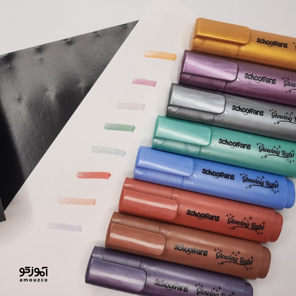 مازیک هایلایتر متالیک 8 رنگ اسکول فنس مدل FA92316 — تصویر ۲