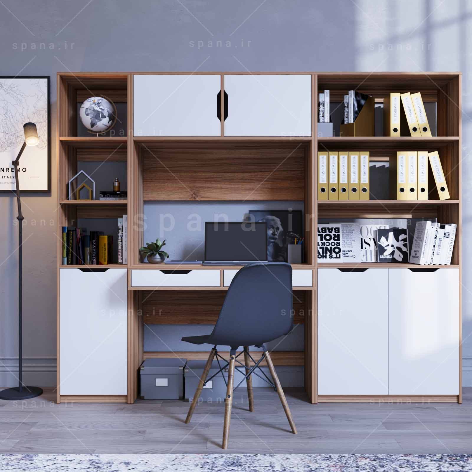 ست کامل میز تحریر و کتابخانه مودنا – (طول 200) — تصویر ۴