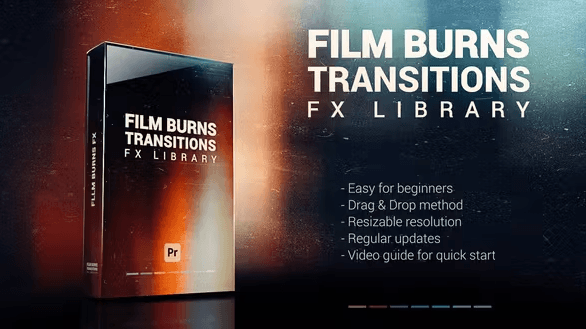 دانلود ترانزیشن سوختن برای پریمیر پرو Film Burns Transitions & FX Pack