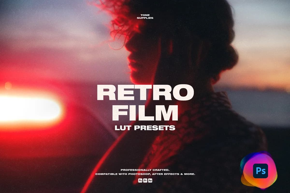 دانلود پریست رنگ سینمایی Retro Film LUT Presets Photoshop برای انواع نرم افزارها