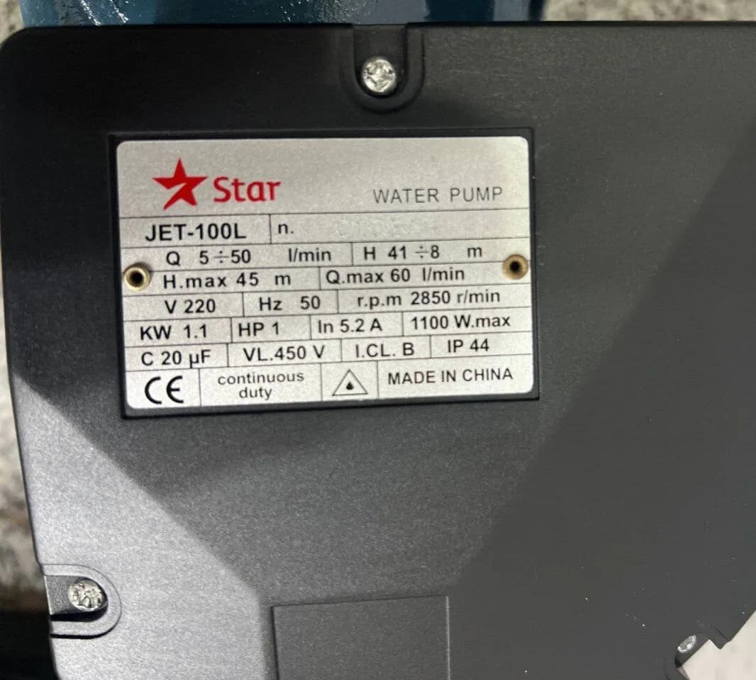 پمپ آب جتی یک اسب Star با توان 1100 وات مدل JET-100L — تصویر ۳