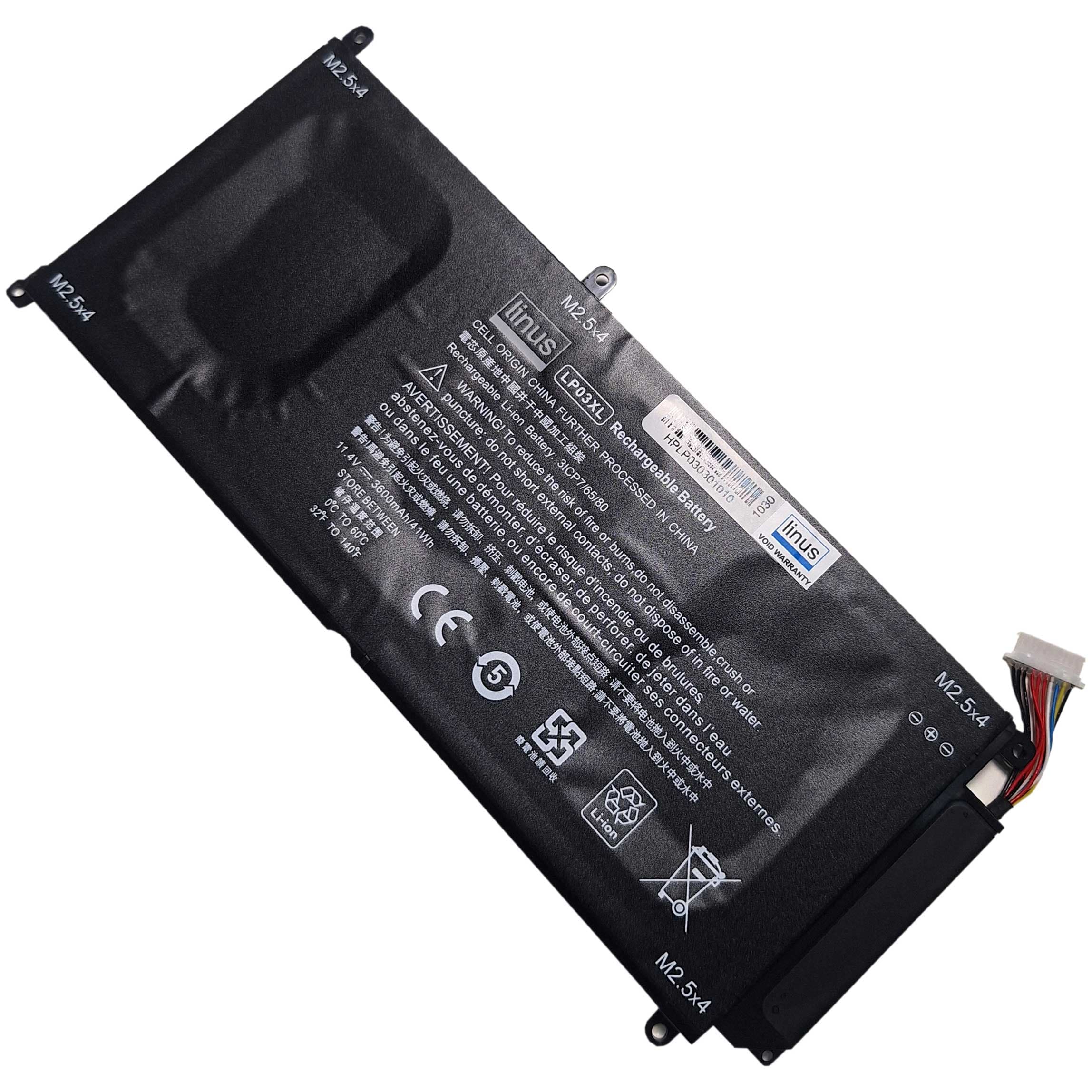 باتري لپ تاپ اچ پي HP Laptop Battery LP03XL / 3600mAh / 41Wh / Compatible with Envy 15-ae000, 15-ae100, M6-P113Dx, M6-P