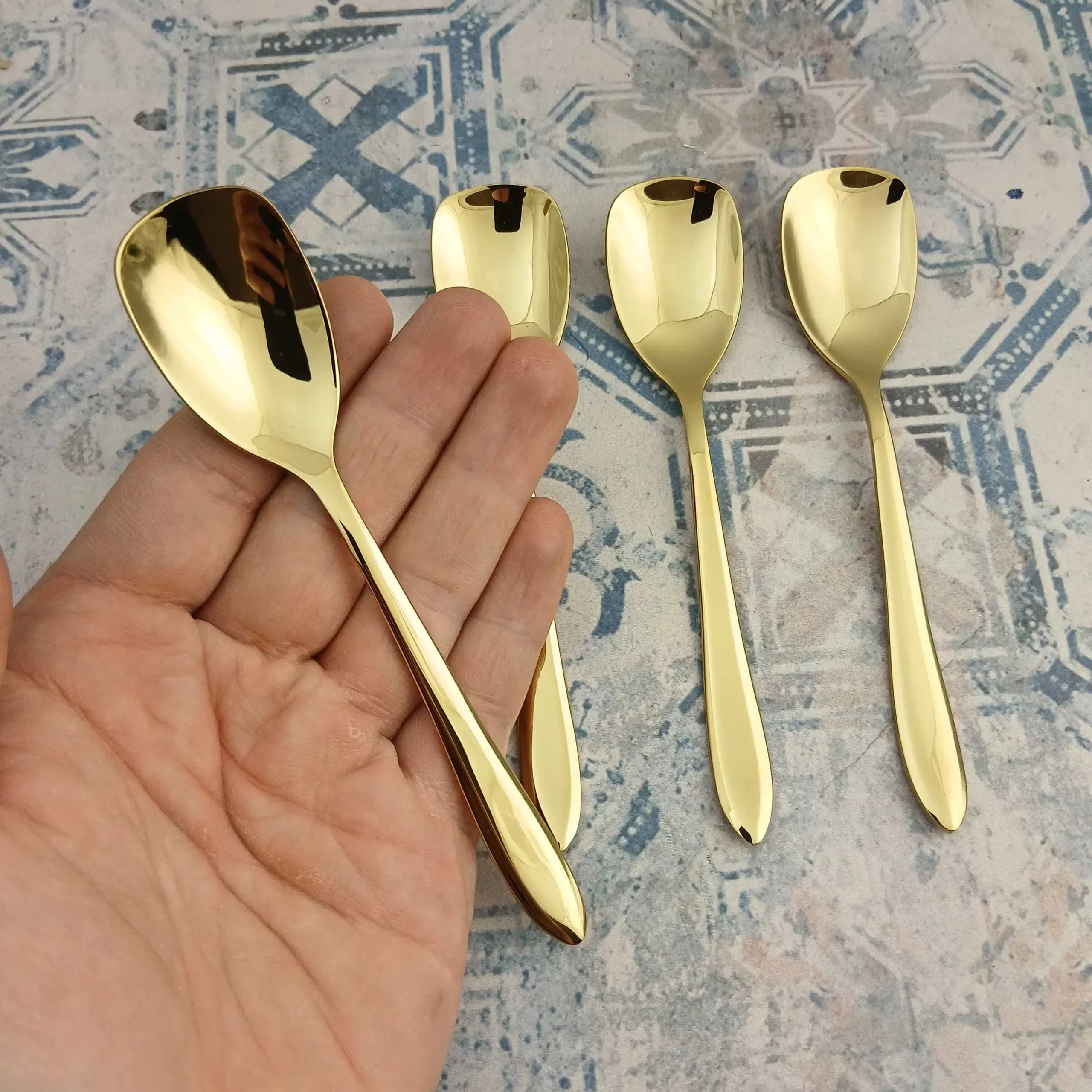 قاشق بستنی طلایی مدل برلین بسته 4 عددی — تصویر ۵
