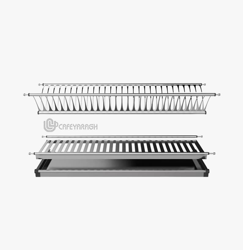 آبچکان دو طبقه داخل کابینت ام دی اف تمام استیل ملونی 9108