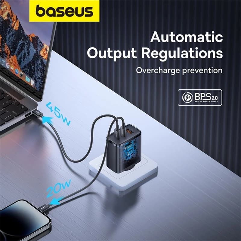 شارژر موبایل باسئوس مدل Cube Pro 2C+U 65W — تصویر ۵