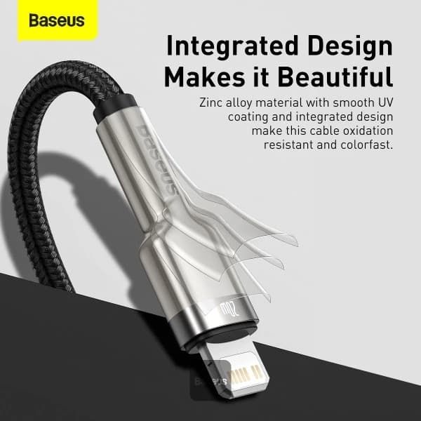کابل تبدیل USB-C به لایتنینگ باسئوس مدل Metal Data 20W طول 1 متر — تصویر ۸