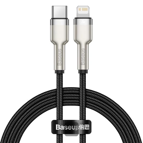 کابل تبدیل USB-C به لایتنینگ باسئوس مدل Metal Data 20W طول 1 متر