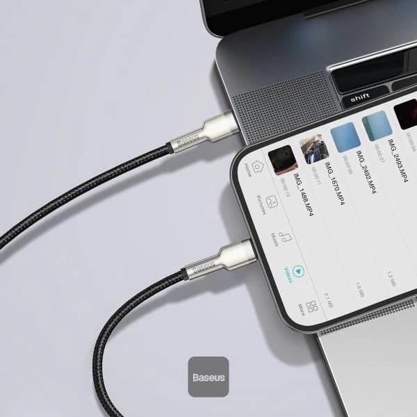 کابل تبدیل USB-C به لایتنینگ باسئوس مدل Metal Data 20W طول 1 متر — تصویر ۵