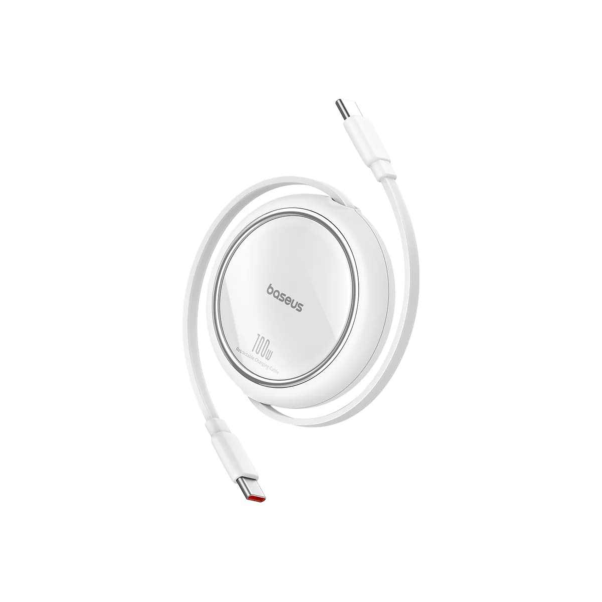 کابل شارژ PD باسئوس مدل Free2Draw Mini Retractable 100W سفید — تصویر ۵