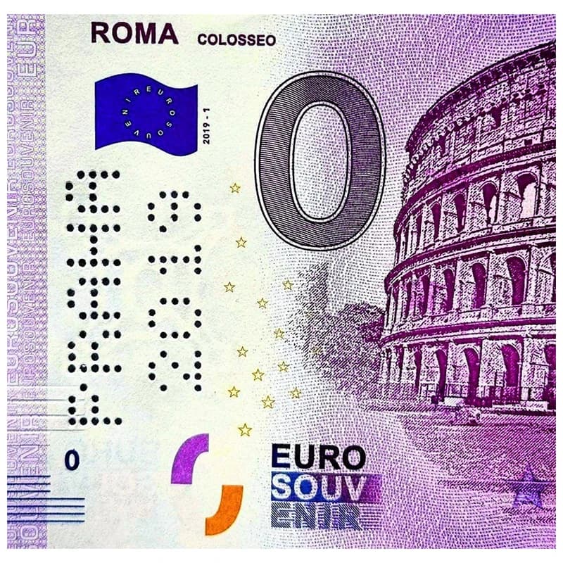 اسکناس صفر یورو کولوسئوم رم 2019 Roma Colosseo — تصویر ۴
