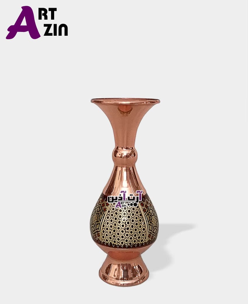 گلدان مس خاتم کاری ۱۶ اصفهان صراحی ممتاز – کد : ۱۴۰۸