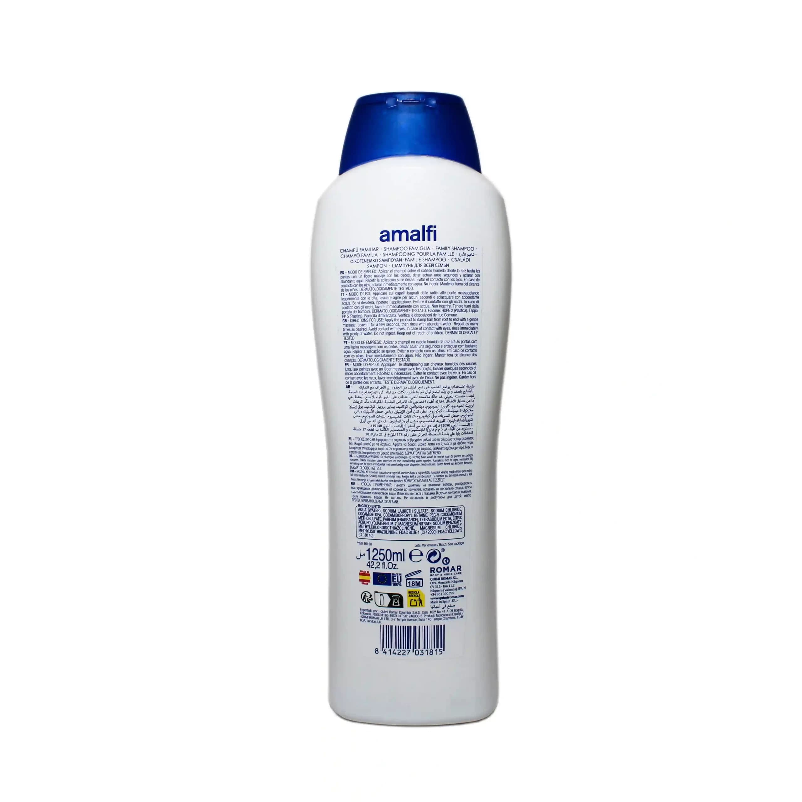 شامپو ترمیم و تقویت کننده آبرسان عمیق مو آمالفی-1250ml — تصویر ۳
