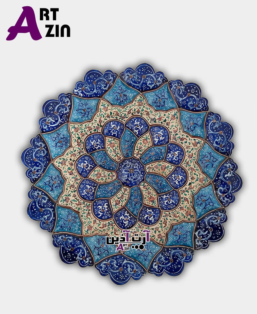 بشقاب دیوارکوب میناکاری اصفهان ۲۵ سانتی – کد : ۱۳۰۷
