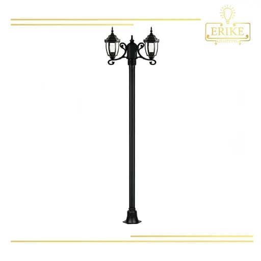 چراغ حیاطی پارکی دو شعله پایه بینالود شفق مدل اطلس
