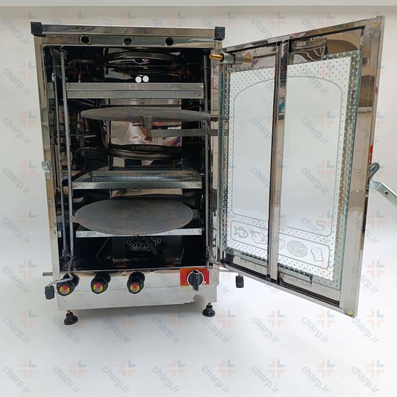 تنور گازی دوساج چهارسینی استیل تایمردار کد 824t — تصویر ۳