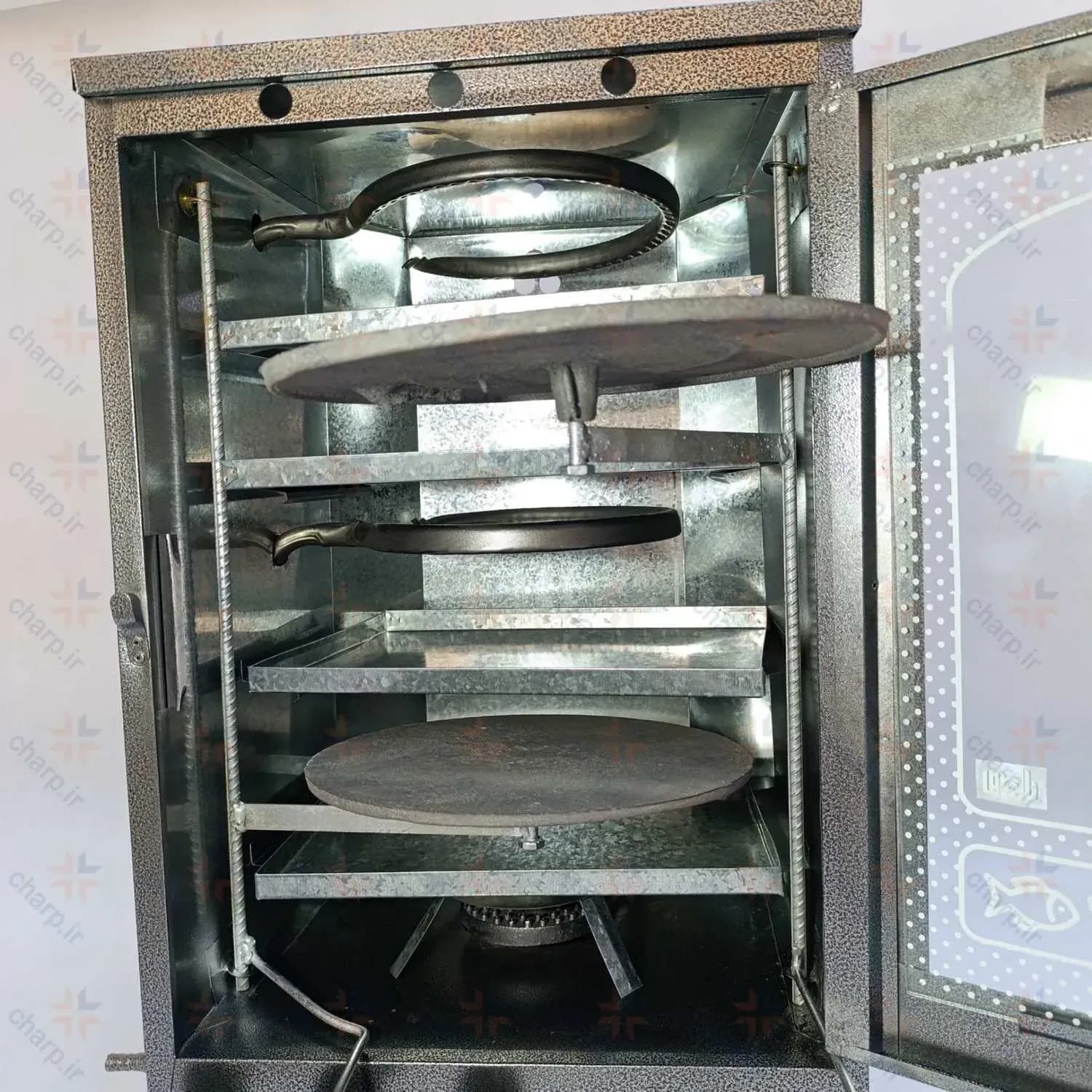 تنورگازی ورق دوجداره مشکی کوره ای ارتفاع80 دوچدن 4~6سینی کد 844m (فیلم دارد) — تصویر ۵