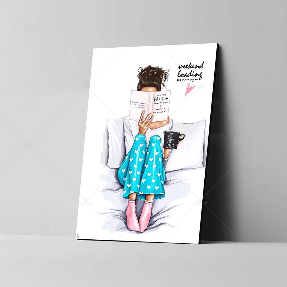 تابلو شاسی آواویز مدل نقاشی طرح دختر کتابخوان کد 4G460