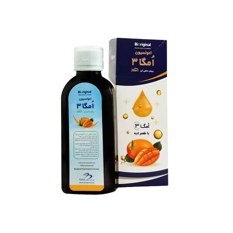 شربت امگا 3 بایوریجینال روغن ماهی تن باطعم انبه 180 میلی لیتر