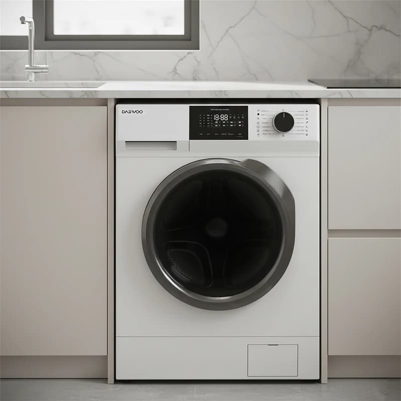 ماشین لباسشویی اتوماتیک دوو مدل LM-811 ظرفیت 8 کیلوگرم با 15 برنامه شستوشو، موتور تسمهای 1200 دور — تصویر ۲