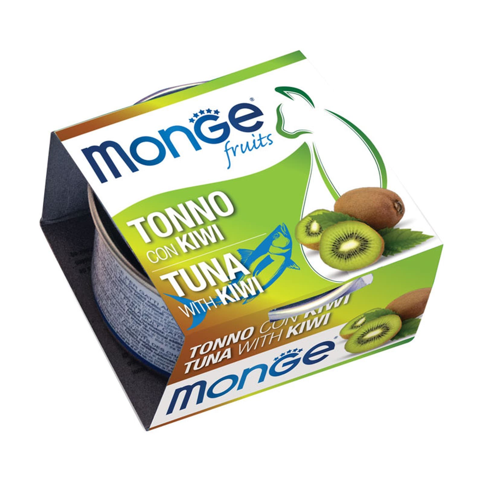 کنسرو گربه مونژه با طعم ماهی و کیوی Monge Fruits وزن 80 گرمی بسته 14 عددی