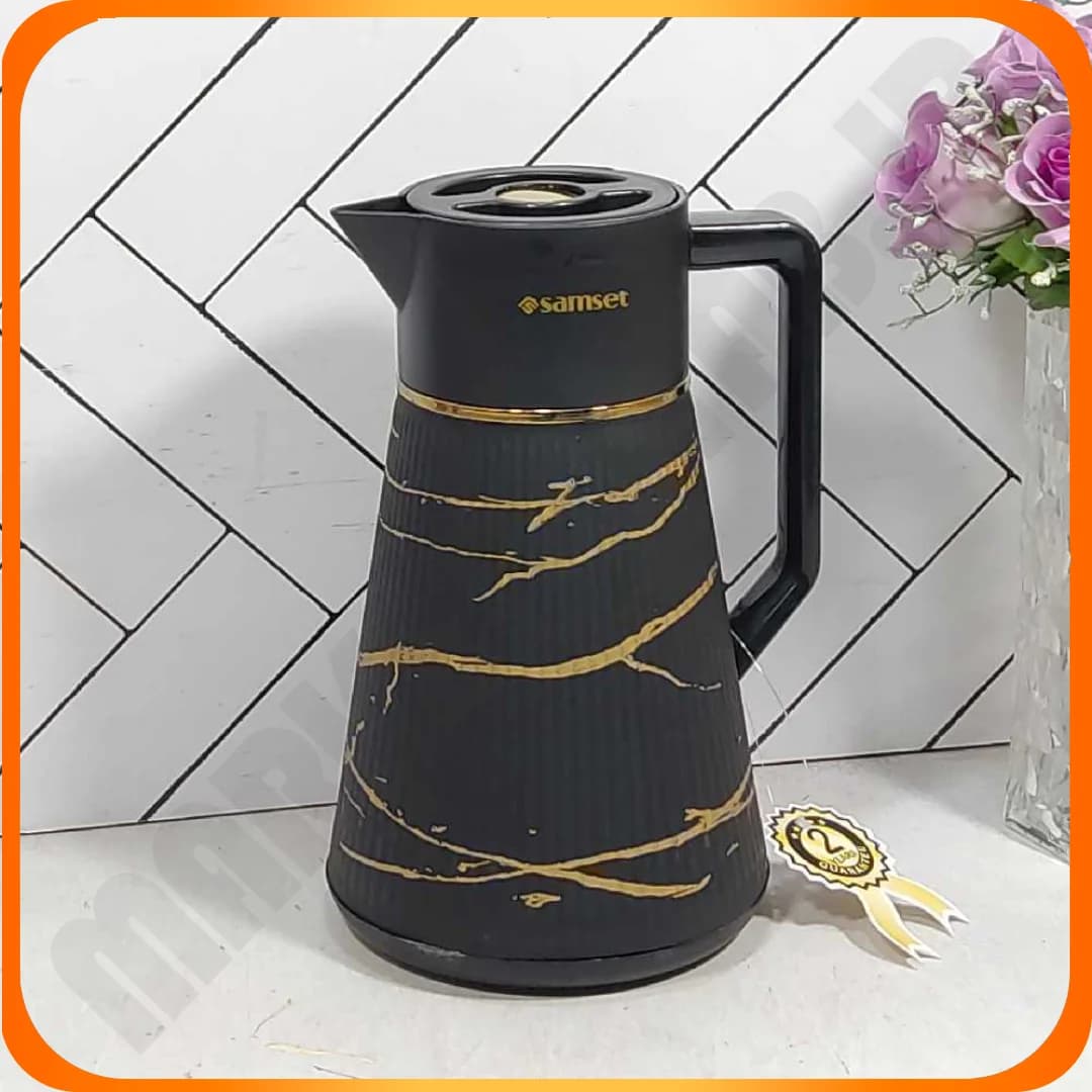 40120035 فلاکس 1 لیتر مشکیnova ماربل شیشه سفید سام ست