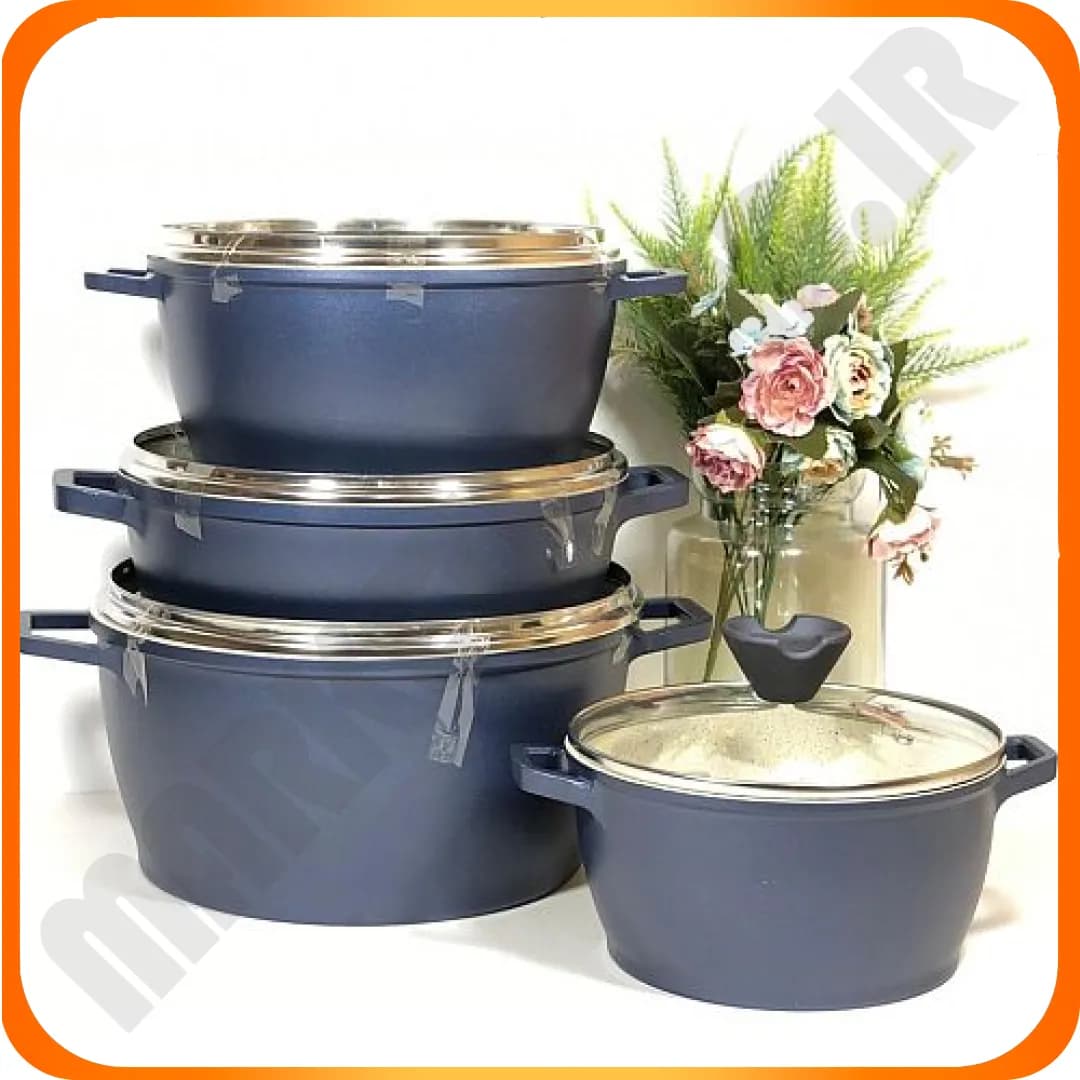 سرویس 8 پارچه ورونا گرانیت کرم سرمه ای در پیرکس کاندید