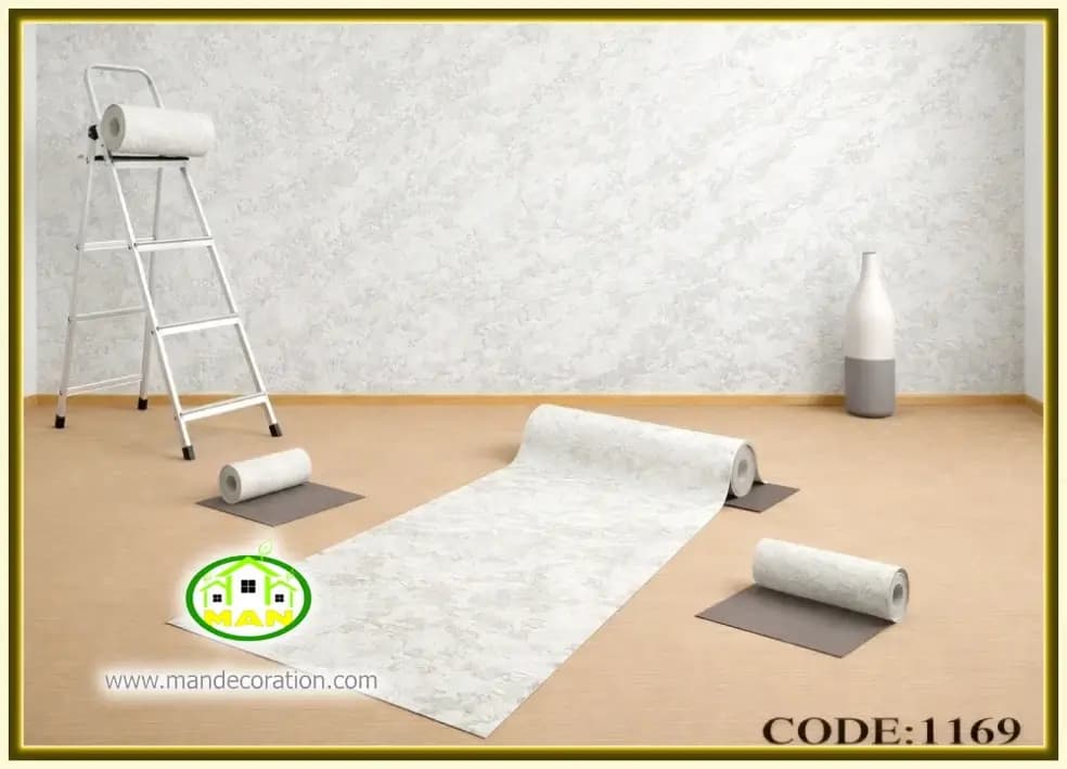 کاغذ دیواری رنگ استخوانی کد:1169