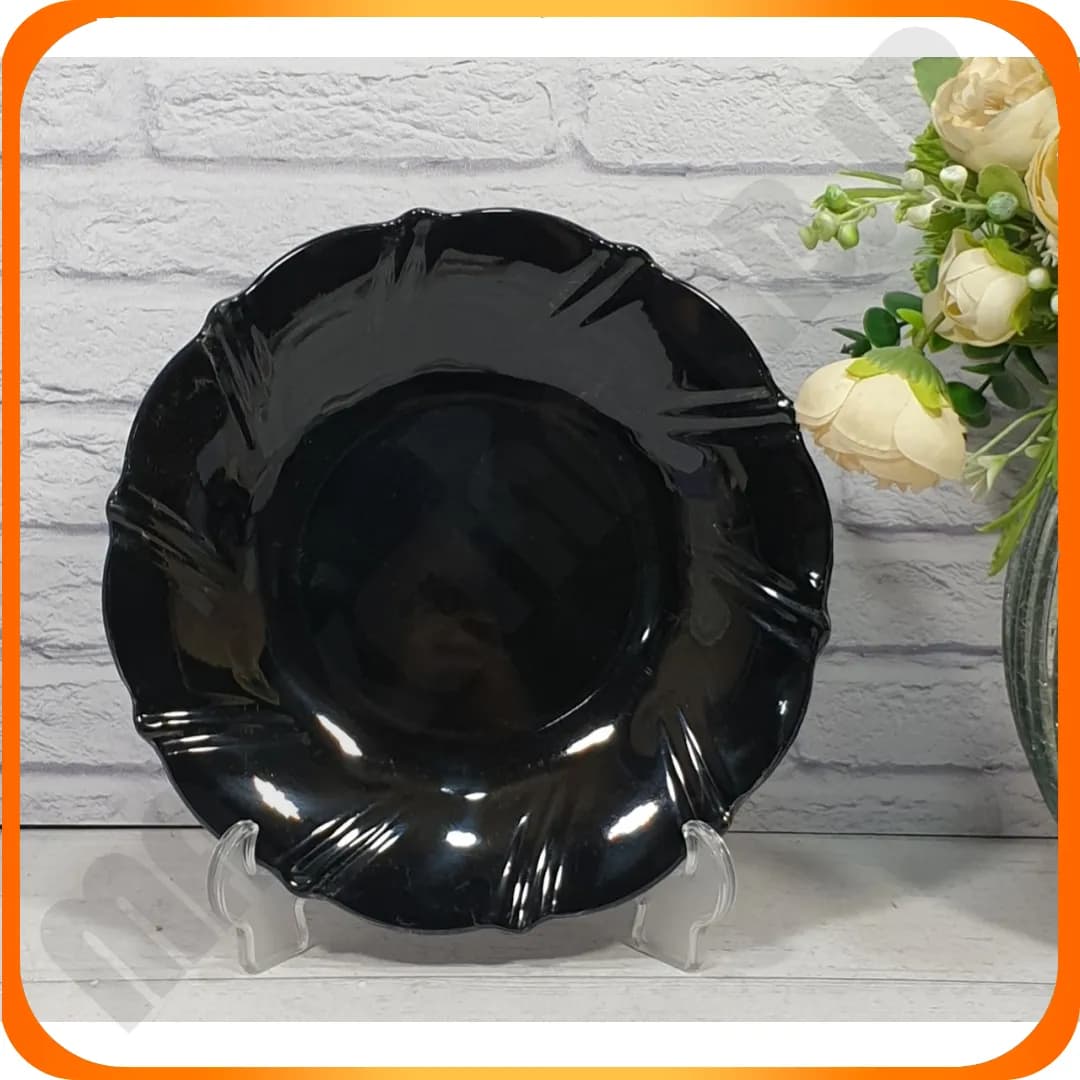 بشقاب گرد کنگر گود خورشت خوری برجسته سلنا مشکی ملامین اپال جام