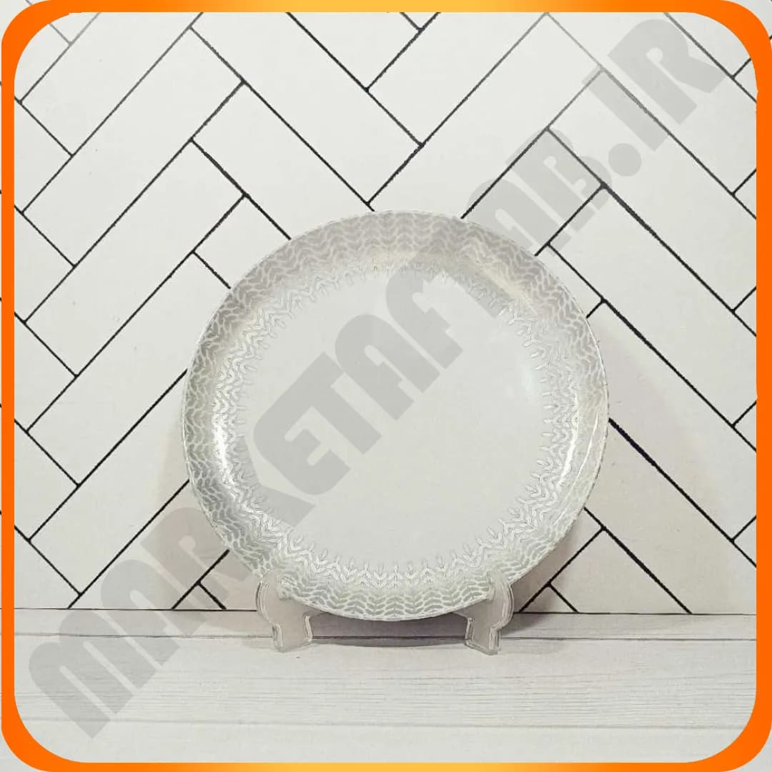 514 بشقاب تخت برنج خوری دیوالی گندم نقره‌ای اپال جام