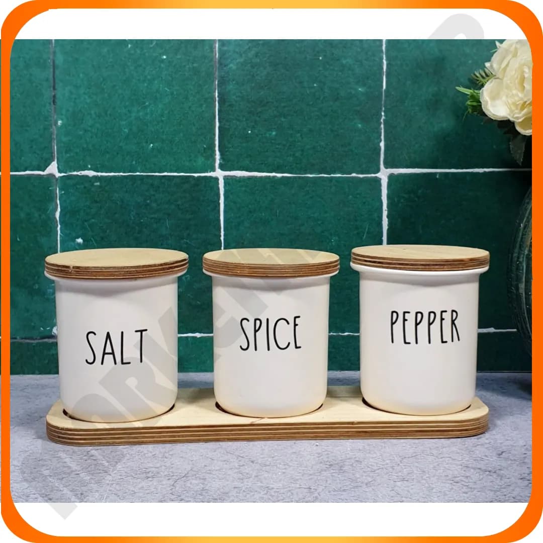 جاادویه سرامیکی 3 تکه لارا درب چوبی او استایل