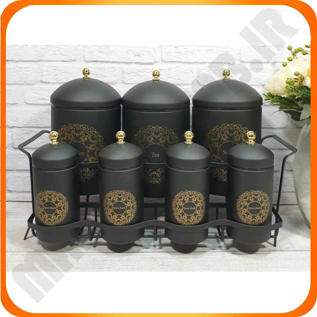 سرویس جا ادویه 8 پارچ تسمه ای مشکی گاردنیا 40104080 سام ست