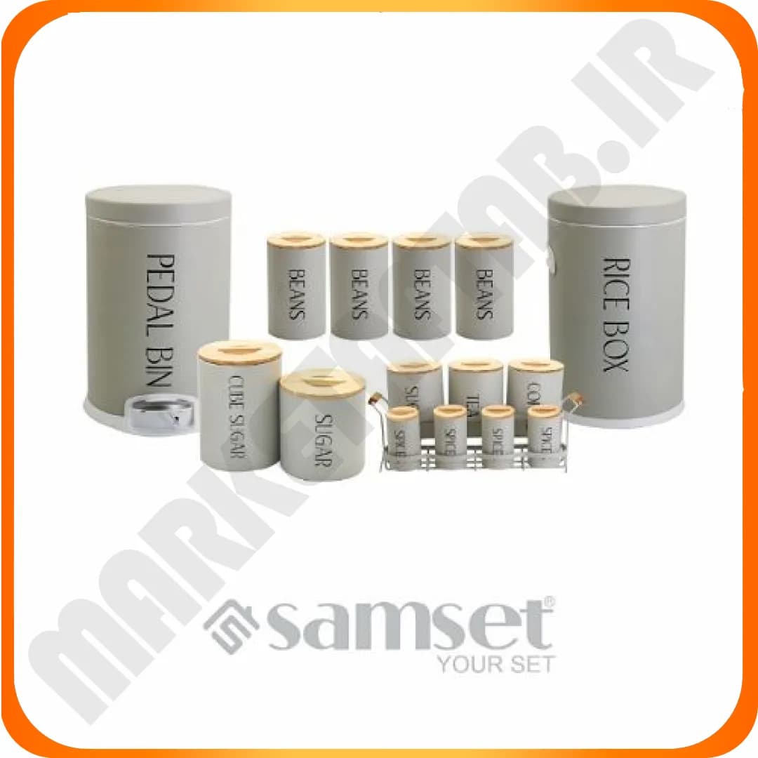 سرویس 16 پارچه استوانه سفید مات درب چوب مینیمال 40214007 سام ست