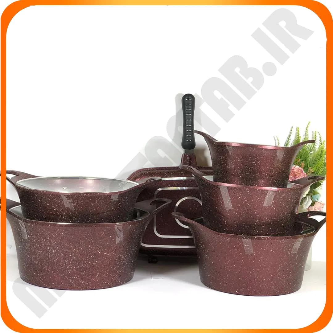 سرویس 15 پارچ کاپری دورو گرانیت زرشکی درپلوپزی کاندید