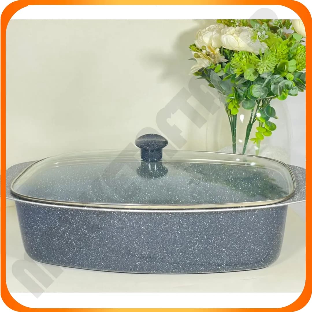 تابه مرغ خوری تیتان طوسی درب شیشه ای لاوان