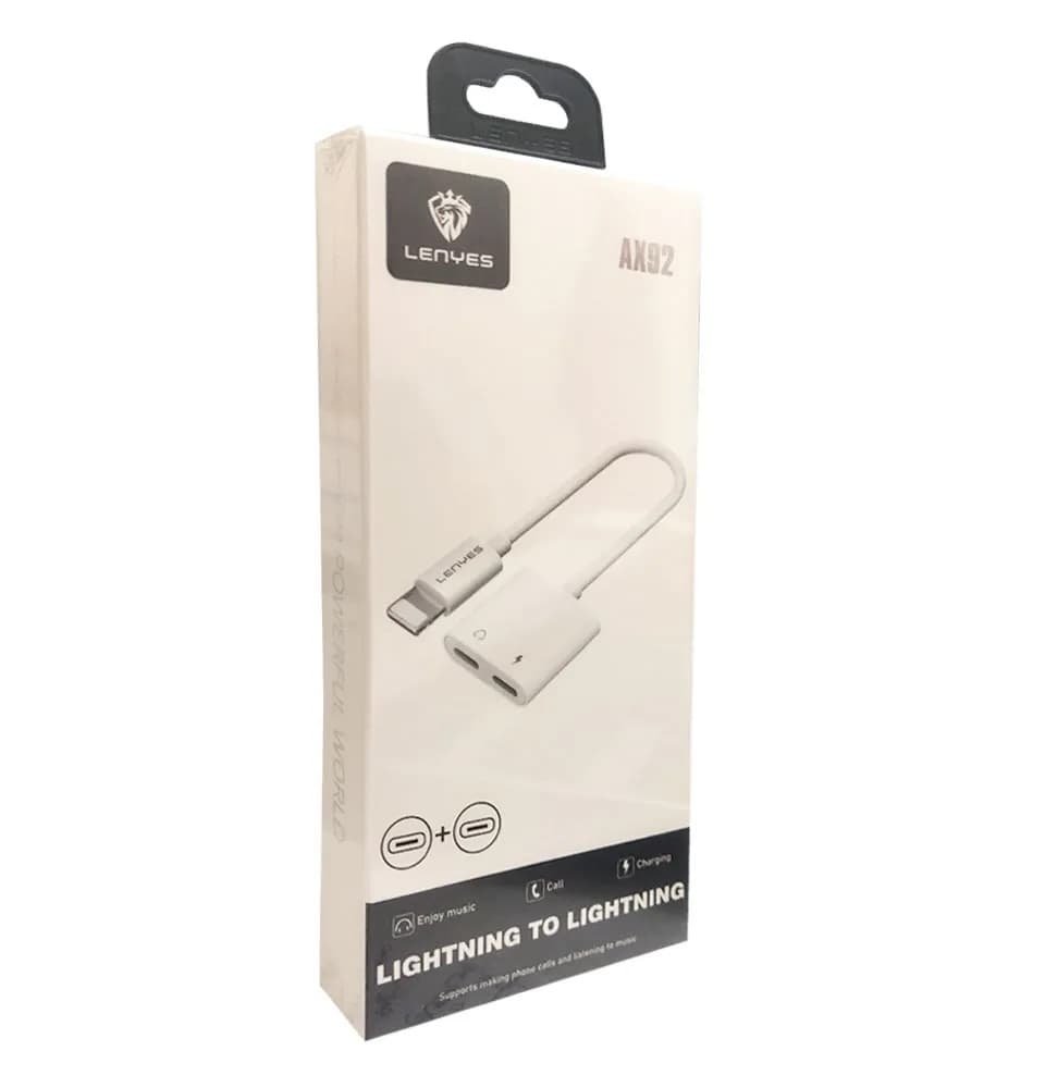 کابل تبدیل آیفون LIGHTNING به شارژر و صدا LENYES مدل AX92 — تصویر ۲