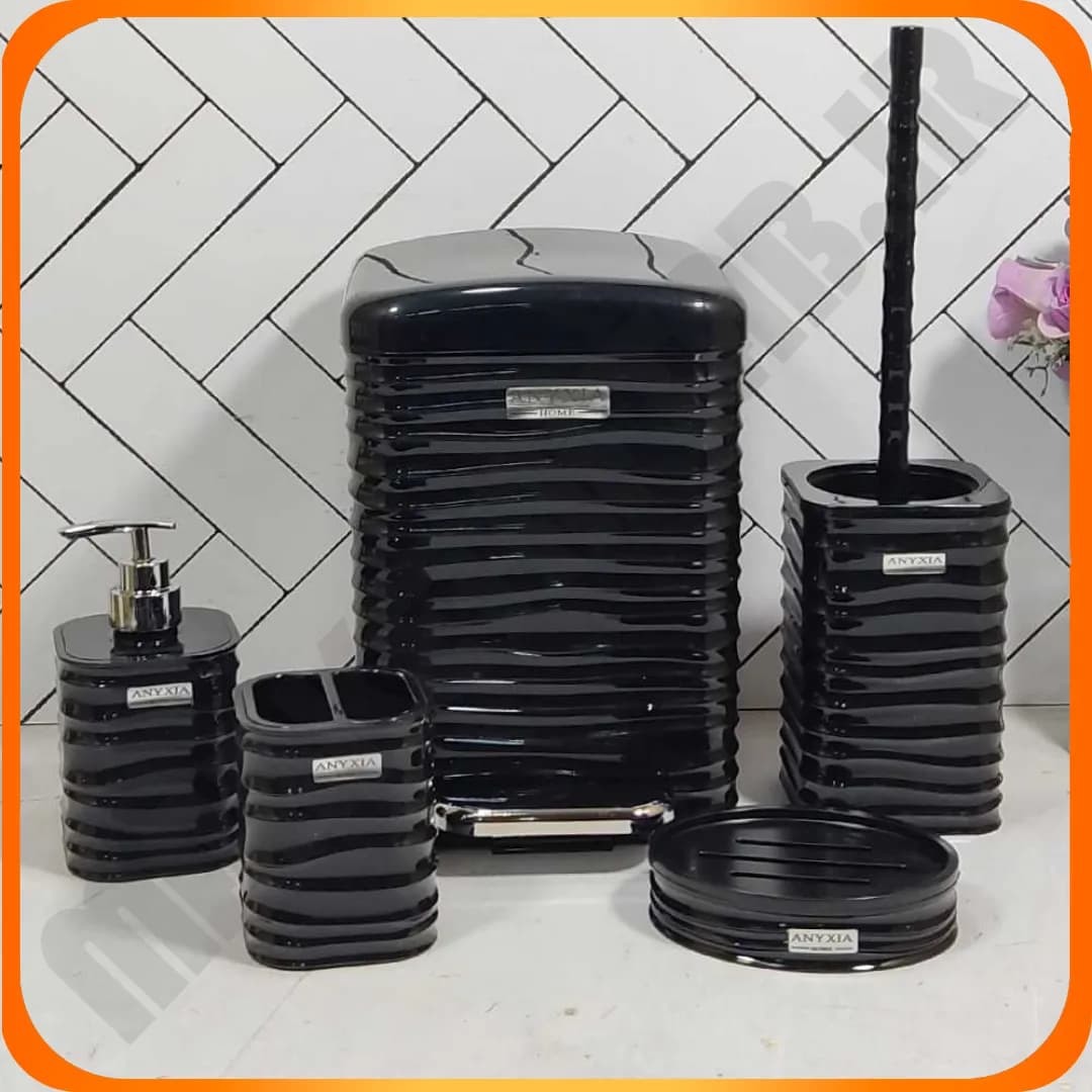 ست بهداشتی 5 پارچه پدالی مشکی رزمن