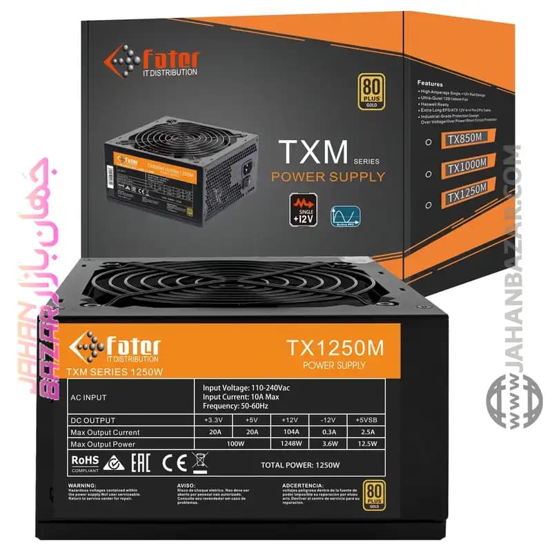 منبع تغذیه 1250 وات فاطر Fater مدل TX1250M — تصویر ۲