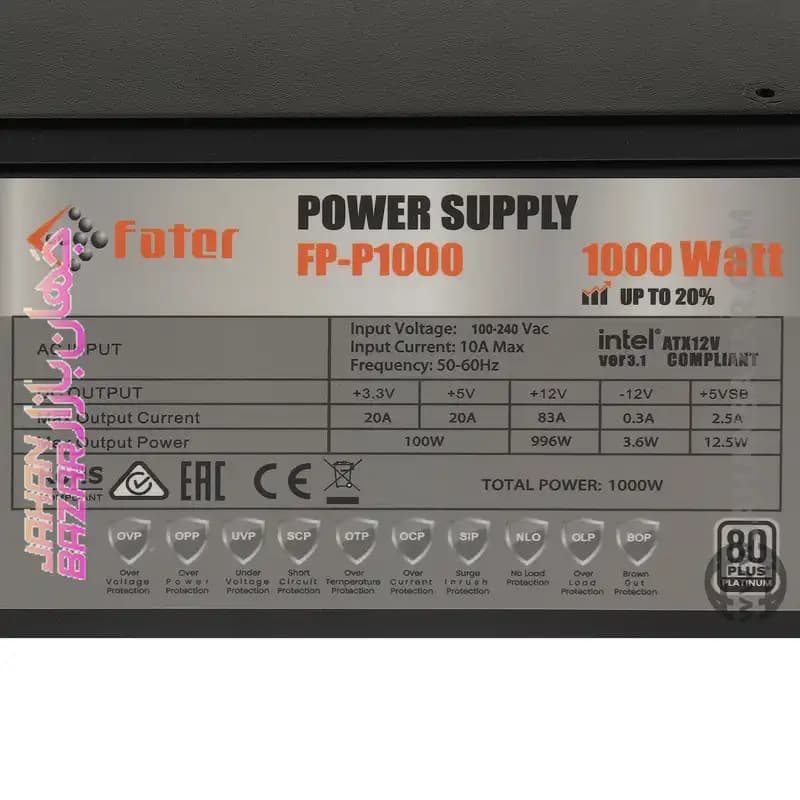منبع تغذیه 1000 وات فاطر Fater مدل FP-P1000 PLATINUM — تصویر ۸