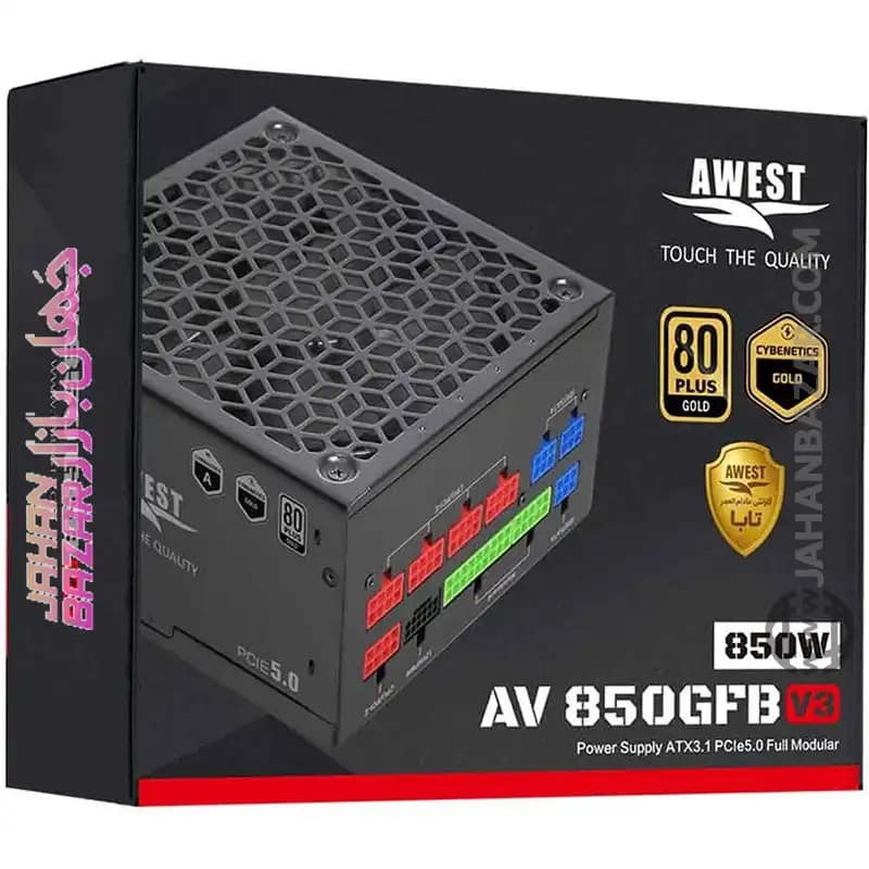 منبع تغذیه 850 وات اوست Awest مدل AV850 GFB V3 80 Plus Gold — تصویر ۲