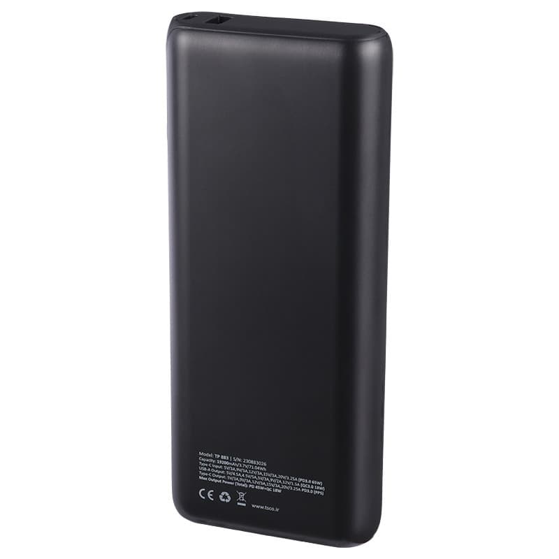 پاور بانک فست شارژ تسکو TP 883 QC3.0 PD 65W ظرفیت 19200 میلی آمپر ساعت — تصویر ۲