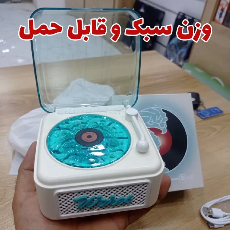 اسپیکر و چراغ خواب گرامافونی بلوتوثی kw05 — تصویر ۳