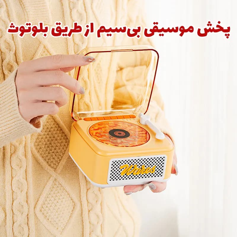 اسپیکر و چراغ خواب گرامافونی بلوتوثی kw05 — تصویر ۴