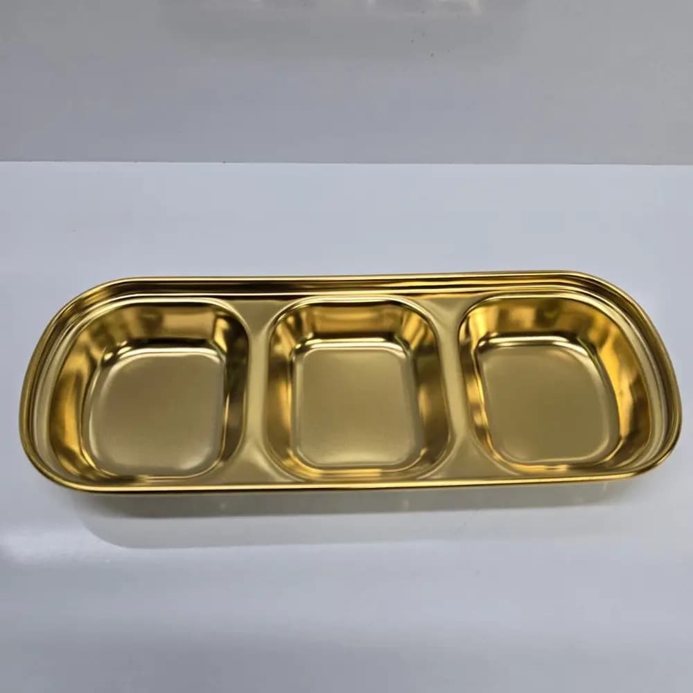 اردوخوری استیل طلایی سه خانه — تصویر ۳